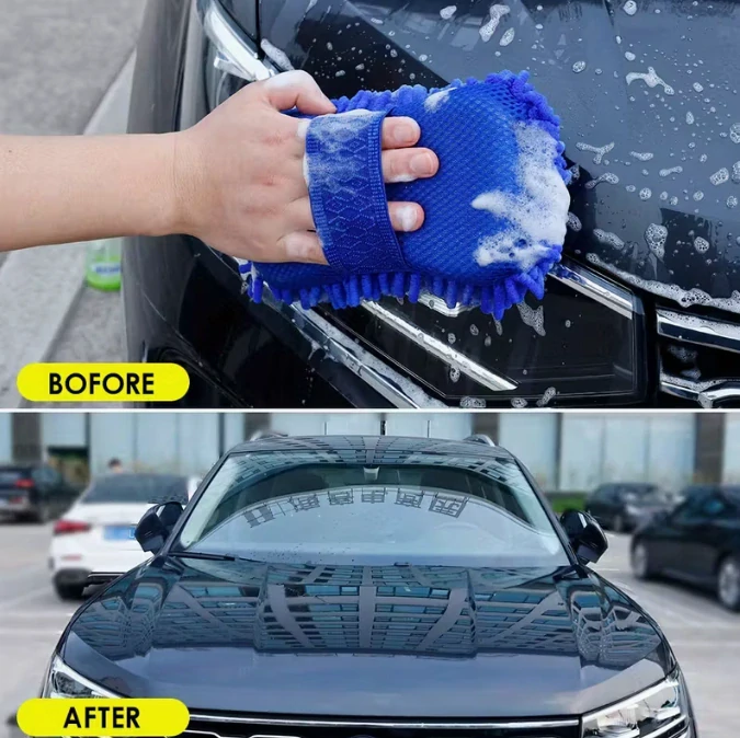 Mycí houba na auto z mikrovlákna s páskem na ruku