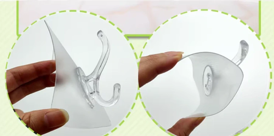 Samolepicí háčky – transparentní, sada 2 ks (dvojitý háček)