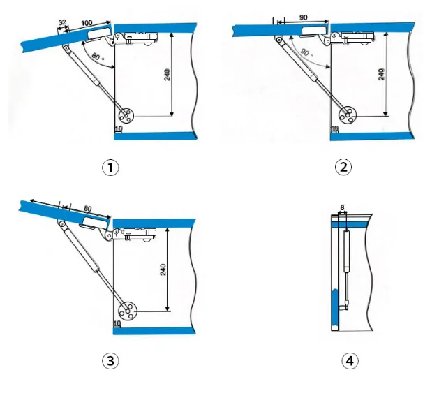 Tlumič výklopných dvířek, píst s deskou 150N 