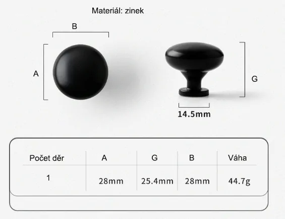 Knop knopka držadlo šuplíku 6050 antracit mat