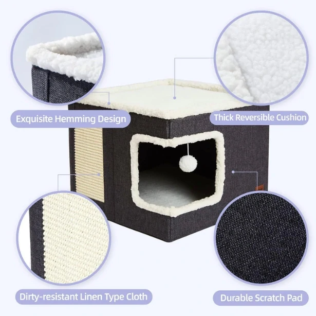 Domeček pro kočky 41x41cm šedý rohový