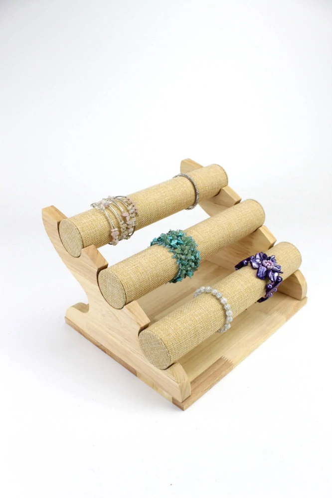 Stojánek, dekolt na náramky 3 patra sisálová textílie