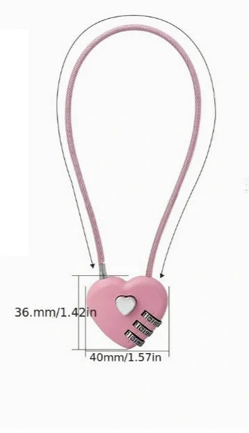 Lankový numerický zámek srdce růžový 30cm