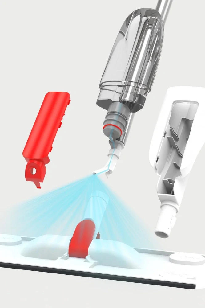 Mop s rozprašovačem 3x potah, spray mop, sprej bílý červený