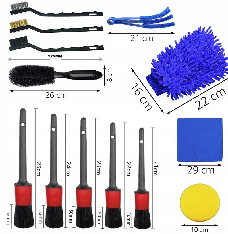 Sada štětců a kartáču na auto detailing 15ks