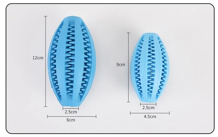Kousátko, rugby míč na pamlsky 9 cm modrá