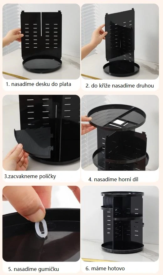 Otočný kosmetický organizér - bílý