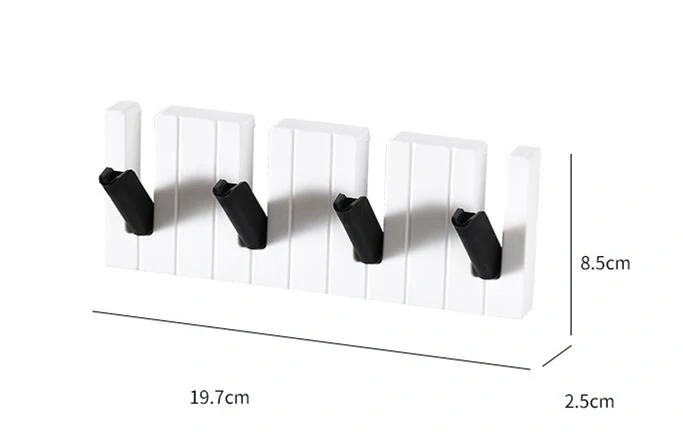 Držák se čtyřmi háčky, piano věšák černo bílý