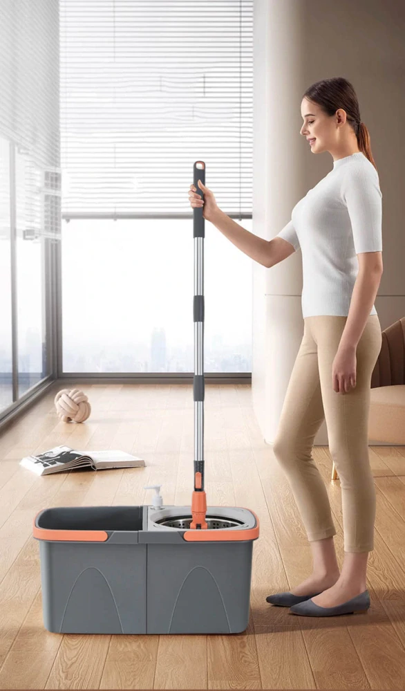 360° Dvoukomorový rotační mop se dvěma hlavicemi
