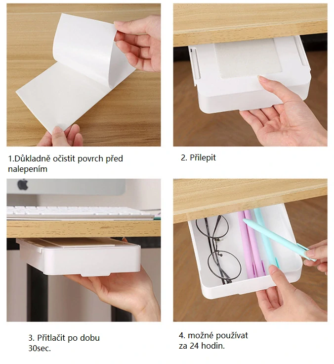 Zásuvkový organizér pod stůl – bílý (menší)