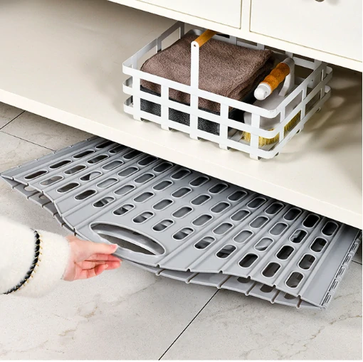 Skládací koš na prádlo šedý, větší