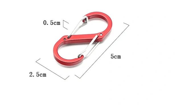 S-karabina hliníková 5 cm – červená (3 ks)