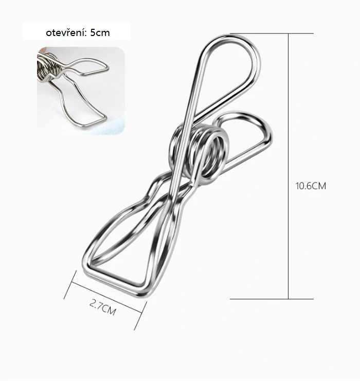 Nerezové kolíčky na prádlo, 10,5cm 10ks