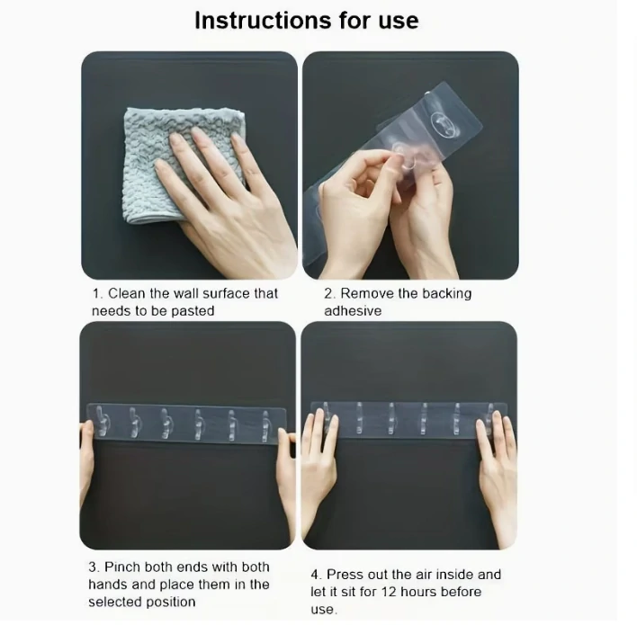 Samolepicí háčky 6ks – transparentní (dvojitý háček)