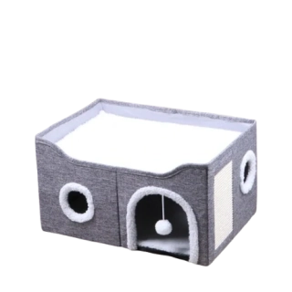 Domeček pro kočky 60x40x34cm celý šedý 