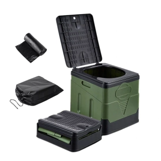 Skládací kempingový záchod, toaleta zelená