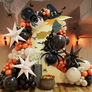 Párty balónky, balónková girlanda halloween pavouci 138ks