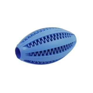Kousátko, rugby míč na pamlsky 12 cm modrá