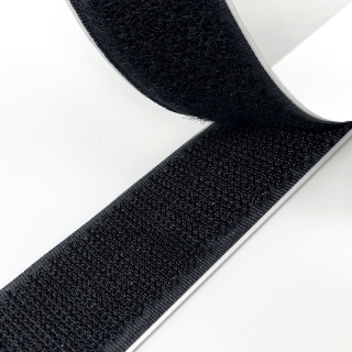 Samolepicí suchý zip (Velcro) – černý, 2× 100cm, šířka 20 mm