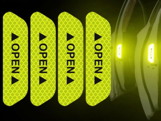 Reflexní samolepky na dveře auta – „OPEN“ (4 ks) zelené