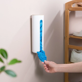 Nástěnný zásobník na sáčky / ubrousky – bílý