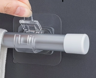 Samolepicí držák tyče / háček – transparentní (2 ks)