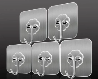 Samolepicí háček transparentní – sada 5 ks