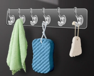 Samolepicí háčky 6ks – transparentní (dvojitý háček)