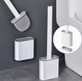 WC kartáč silikonový šedý, stojan , úchyty