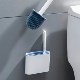 Silikonový WC kartáč s držákem – sada 2 kartáčů (modrá)