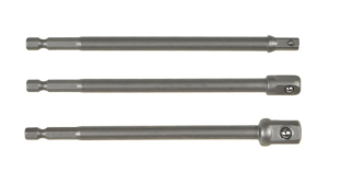 3dílná sada prodloužených adaptérů do vrtačky – 1/4", 3/8", 1/2"