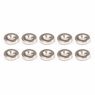 Neodymový magnet 15 × 3 mm s dírou, sada 10 ks