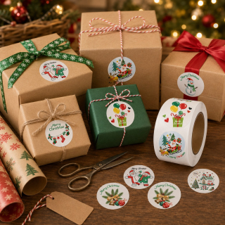 Samolepky Santa, Vánoce, 500 ks