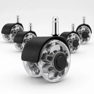 Gumová dvojitá kolečka ke kancelářské židli – sada 5 ks, Ø 50mm  čep 11x22mm