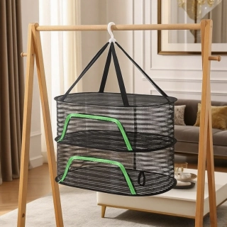 Závěsná síť na sušení bylinek a hub 2 patra 50x70cm
