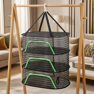 Závěsná síť na sušení bylinek a hub 3 patra 50x70cm