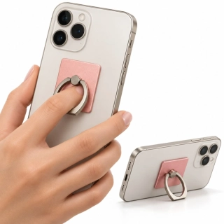 Držák telefonu s otočným prstencem 360° – perleťově růžový