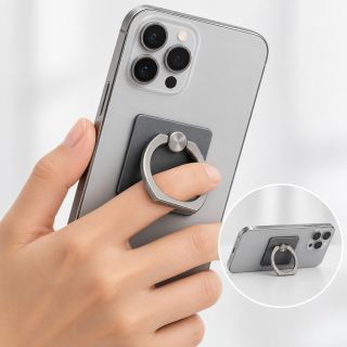 Držák telefonu s otočným prstencem 360° – šedý