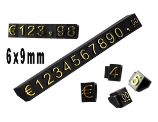 Plastové cenovky zlatý prolis  6x9mm 1x řada  EURO