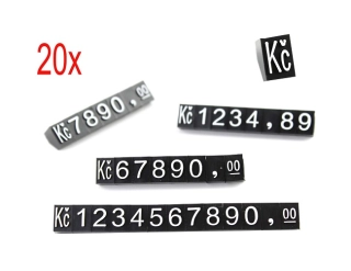 Plastové cenovky bílý prolis 6x9mm 20x řada Kč