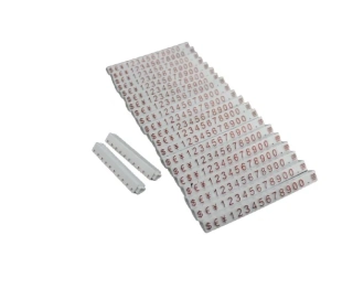 Plastové cenovky červené, bílé 6x9mm 20x řada €,$,¥