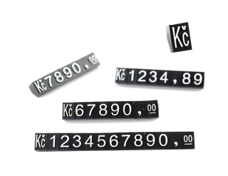 Plastové cenovky bílý prolis 6x9mm 1x řada Kč