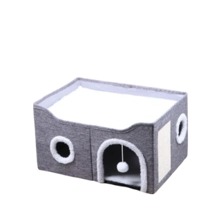 Domeček pro kočky 60x40x34cm celý šedý 