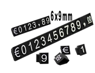 Plastové cenovky bílý prolis  6x9mm 20x řada  EURO